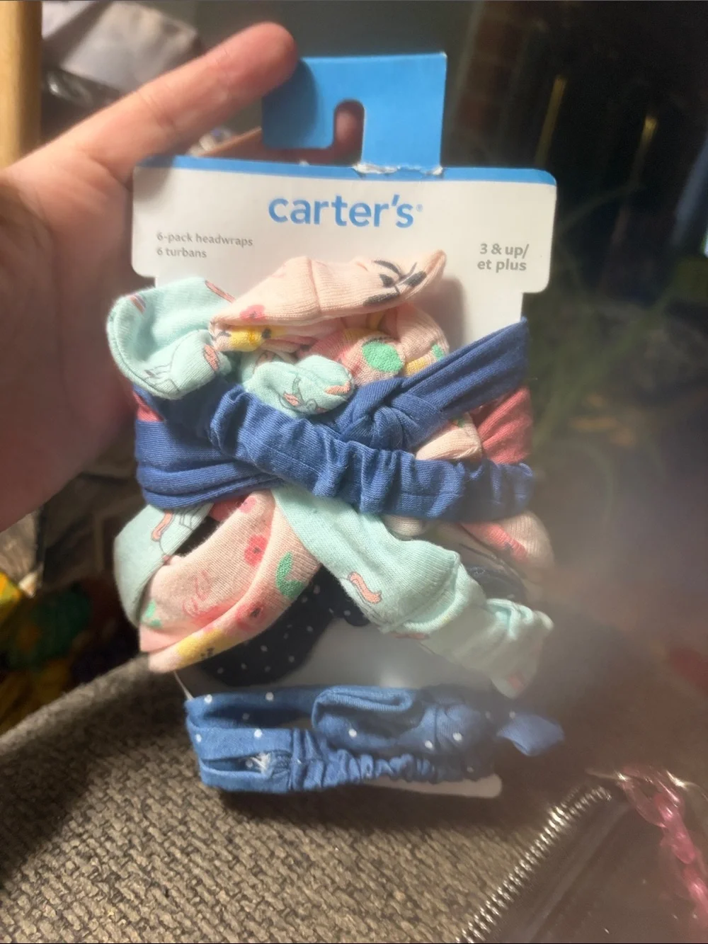 Carter's Girls Multicolor Headwrap Set - Mint, Pink & Navy Accents